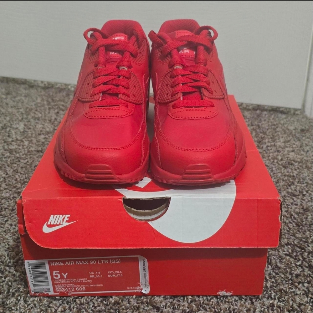 Nike Kids Air Max 90 LTR Bright Red Sneakers